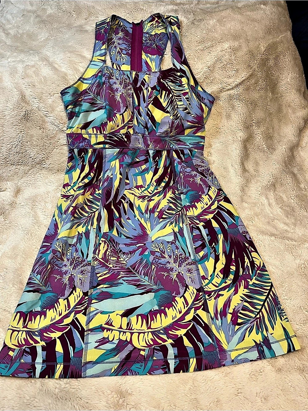 Title Nine Abstract Print One Piece in Purple & Yellow Size 6 Like New